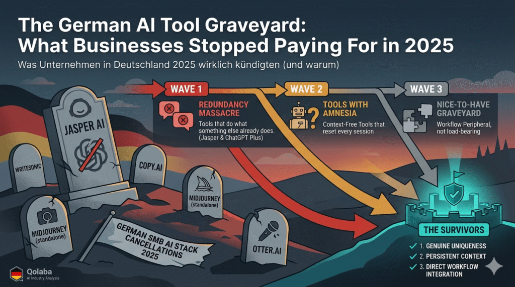 German AI tool cancellation pattern 2025: three waves of AI subscription cuts by German SMBs